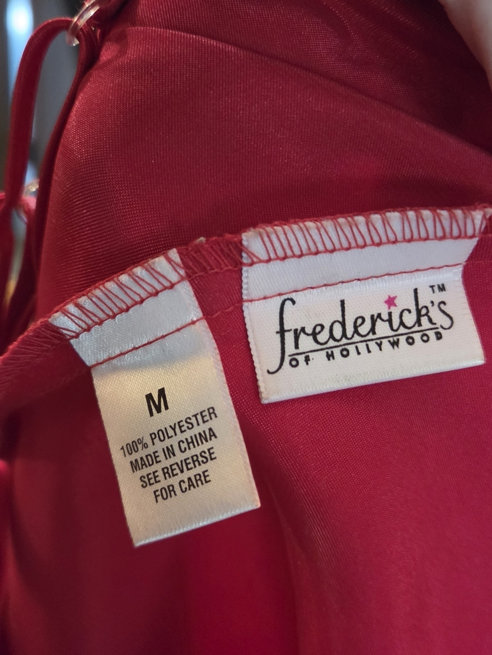 Frederick's of Hollywood Red Satin V-Neck Slip Dress SzM - Picture 9 of 9